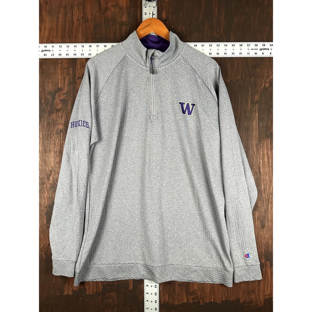 Washington Huskies Champion Pullover Half Zip Lightweight Gray Mens Large‎ NCAA